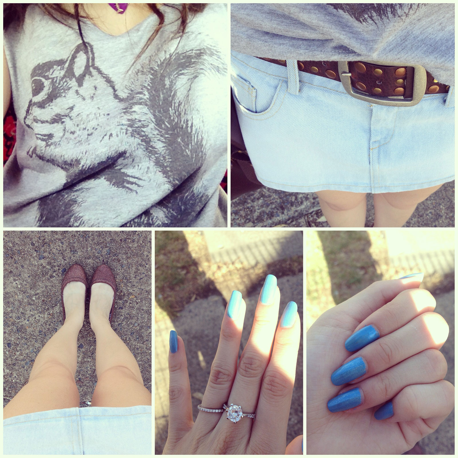 Collage of various parts of my outfit