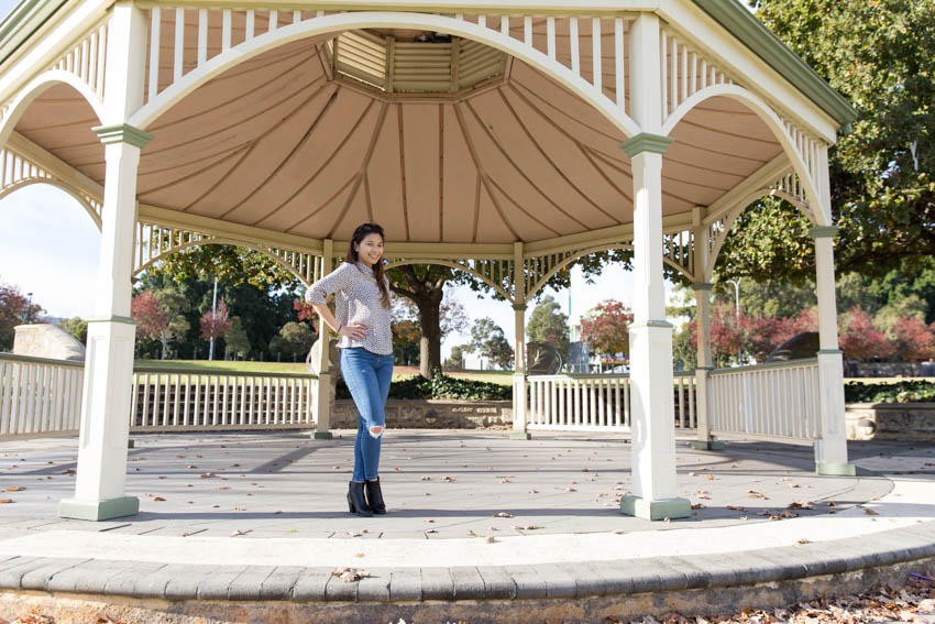Me standing in a gazebo with my hands on my hips