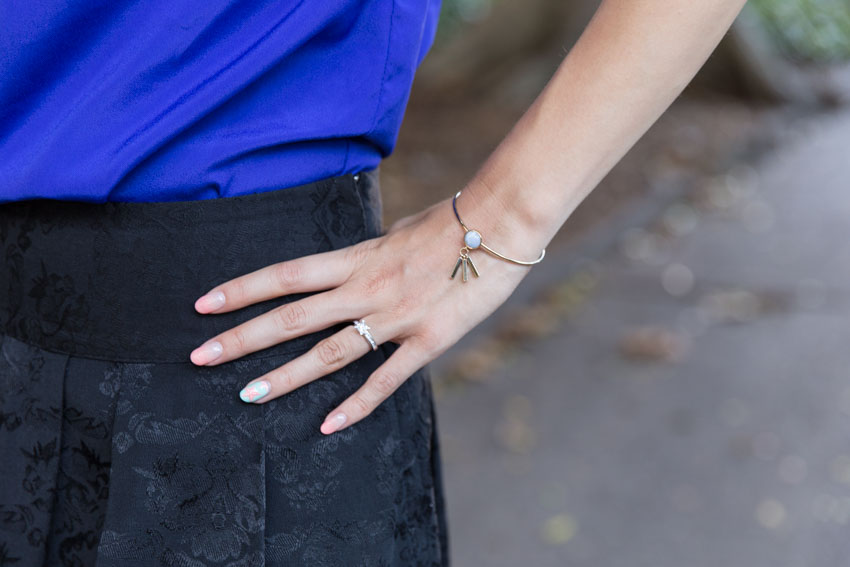 Close-up of my hand on my hip with a cuff from Wanderlust + Co