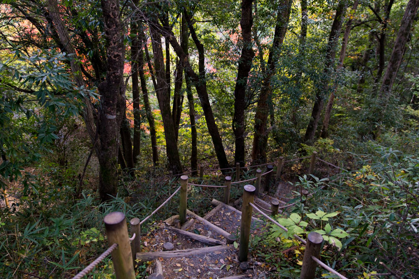Man-made stairs part-way down the mountain that Gujo Hachiman castle sits on