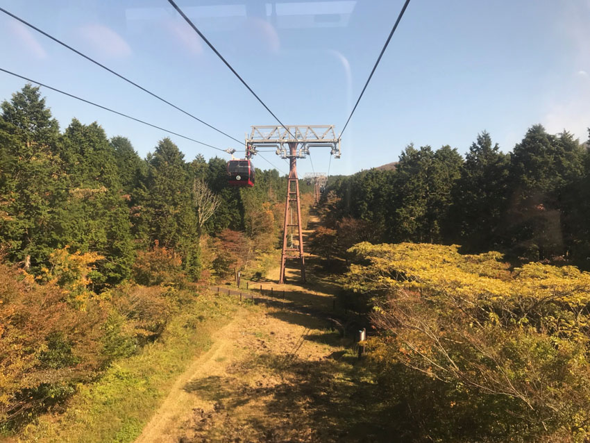 A view from the cable car on the way to Owakudani