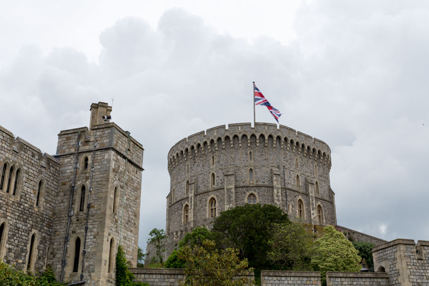 Windsor Castle turret with Union Jack flag