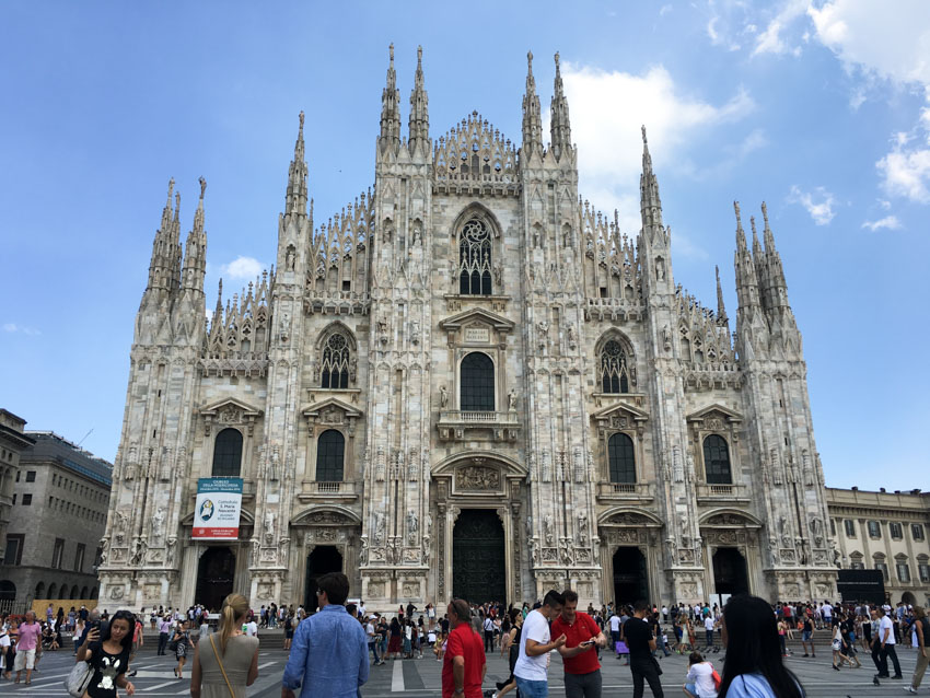 The Milan Cathedral with crowds in front
