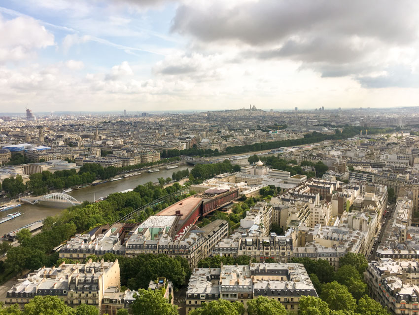 A view from halfway up the Eiffel Tower