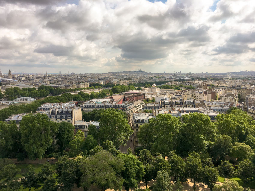 Paris as seen from the halfway point of the Eiffel Tower
