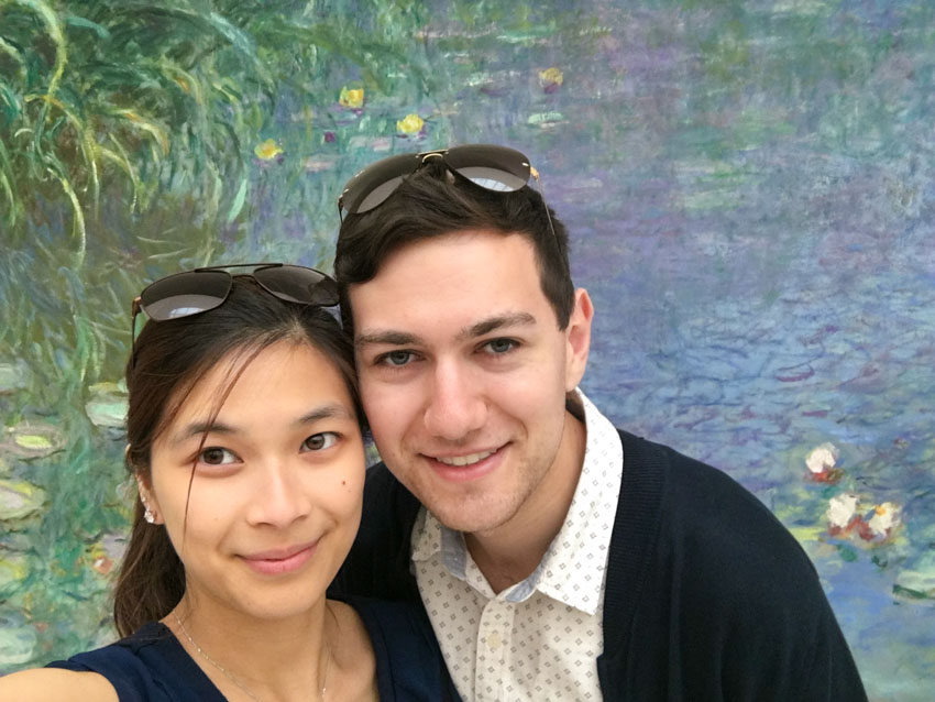 Myself and Nick with one of Claude Monet’s Water Lilies murals as a backdrop