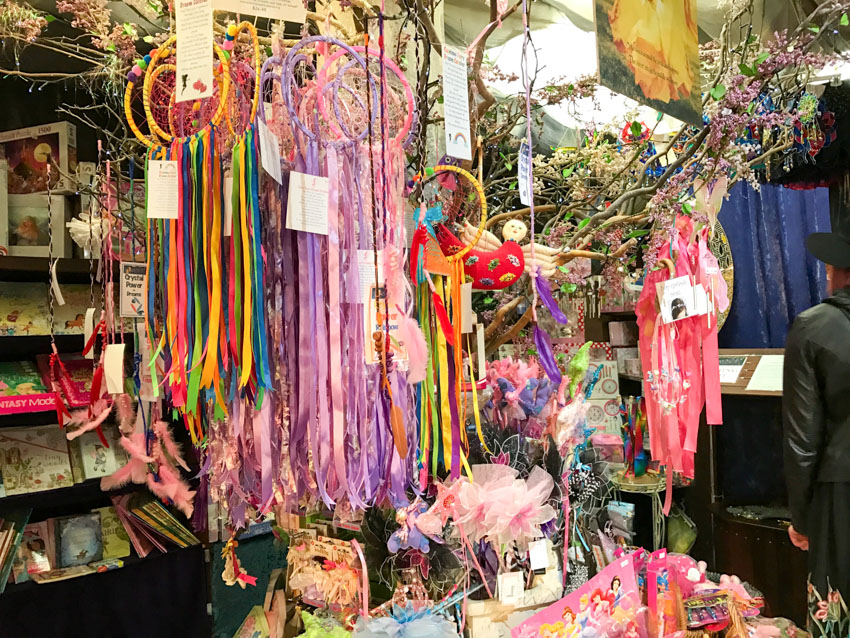 Colourful dreamcatchers inside a fairy store