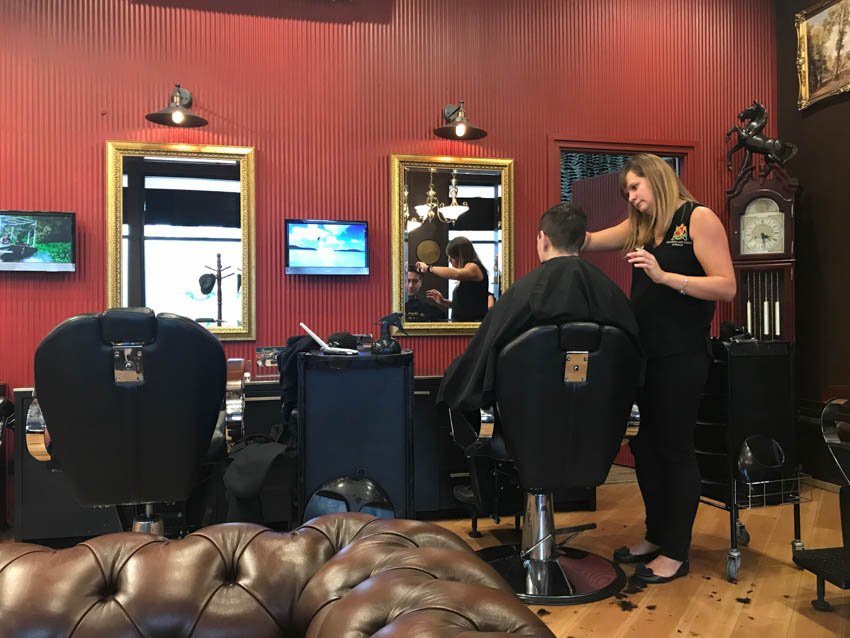 Nick getting his hair cut