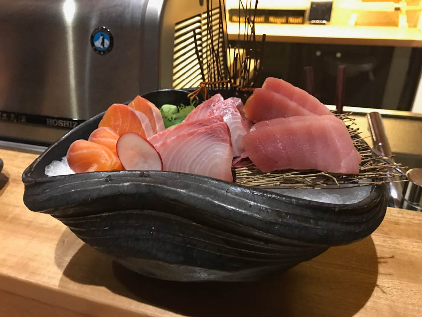 Close-up of the sashimi
