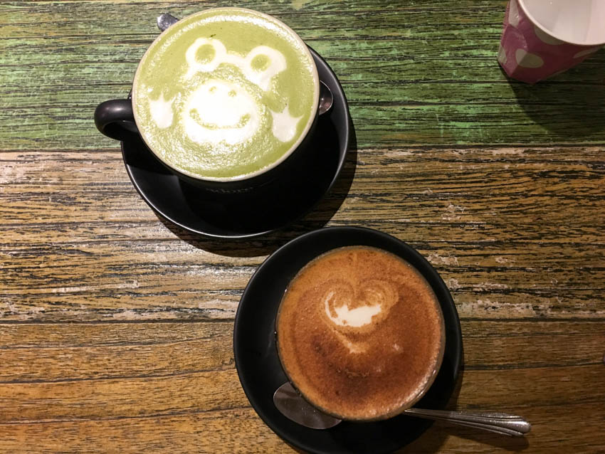Soy chai latte and green tea latte