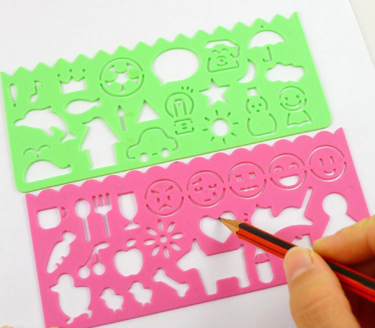 Plastic stencils with basic shapes