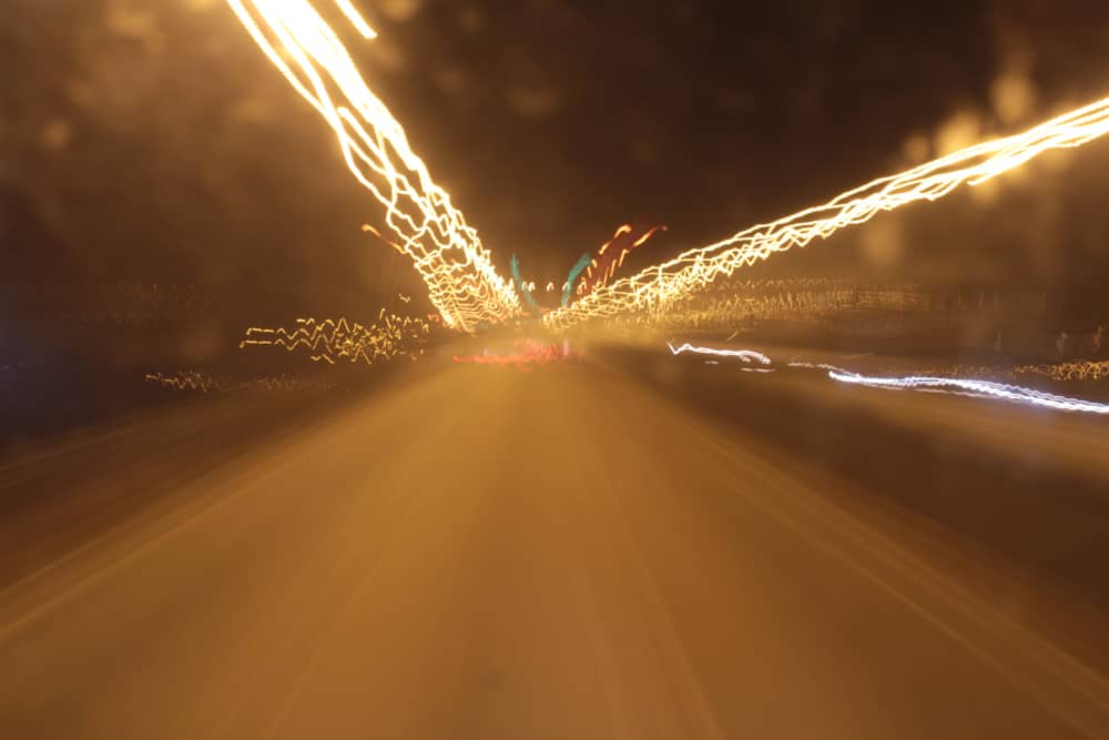 Long exposure shot from night bus