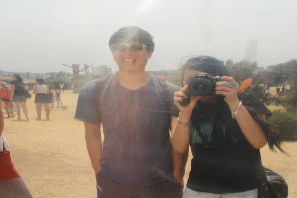 James and I looking into the reflective surface of ‘life reflection xx #1’ by Byung-Chul Ahn