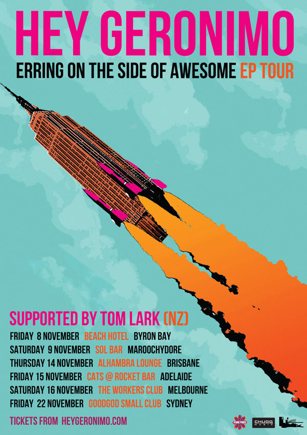 Hey Geronimo “Erring On The Side Of Awesome” tour poster