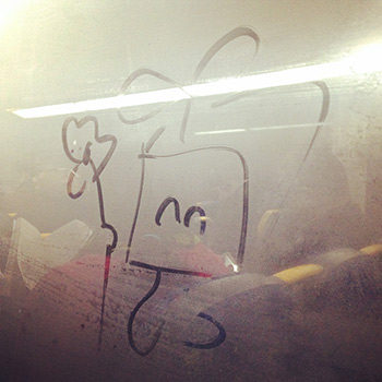 I drew on the foggy train window