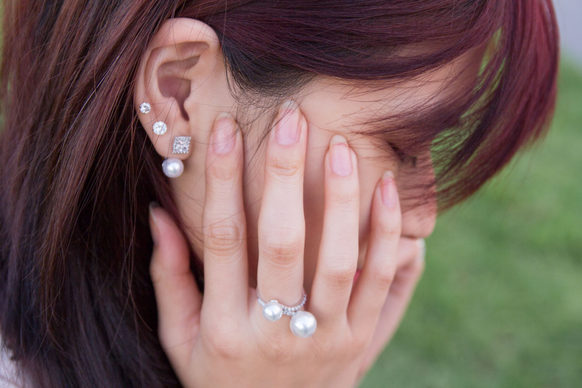 Pearl earrings and ring