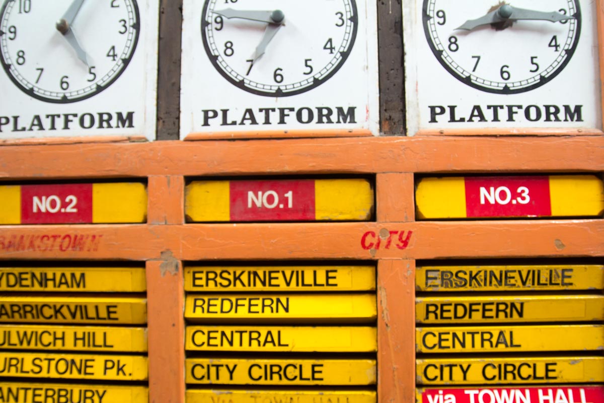 Ancient train timetable display