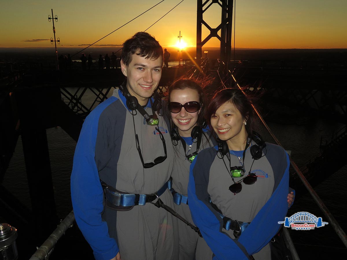 Nick, Nick’s sister Beck, and me doing the Sydney Harbour Bridge climb