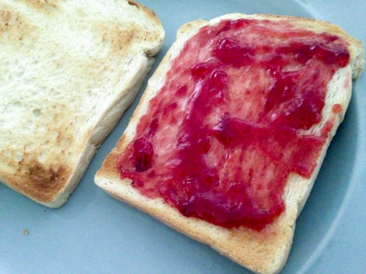 Plum jam on toast