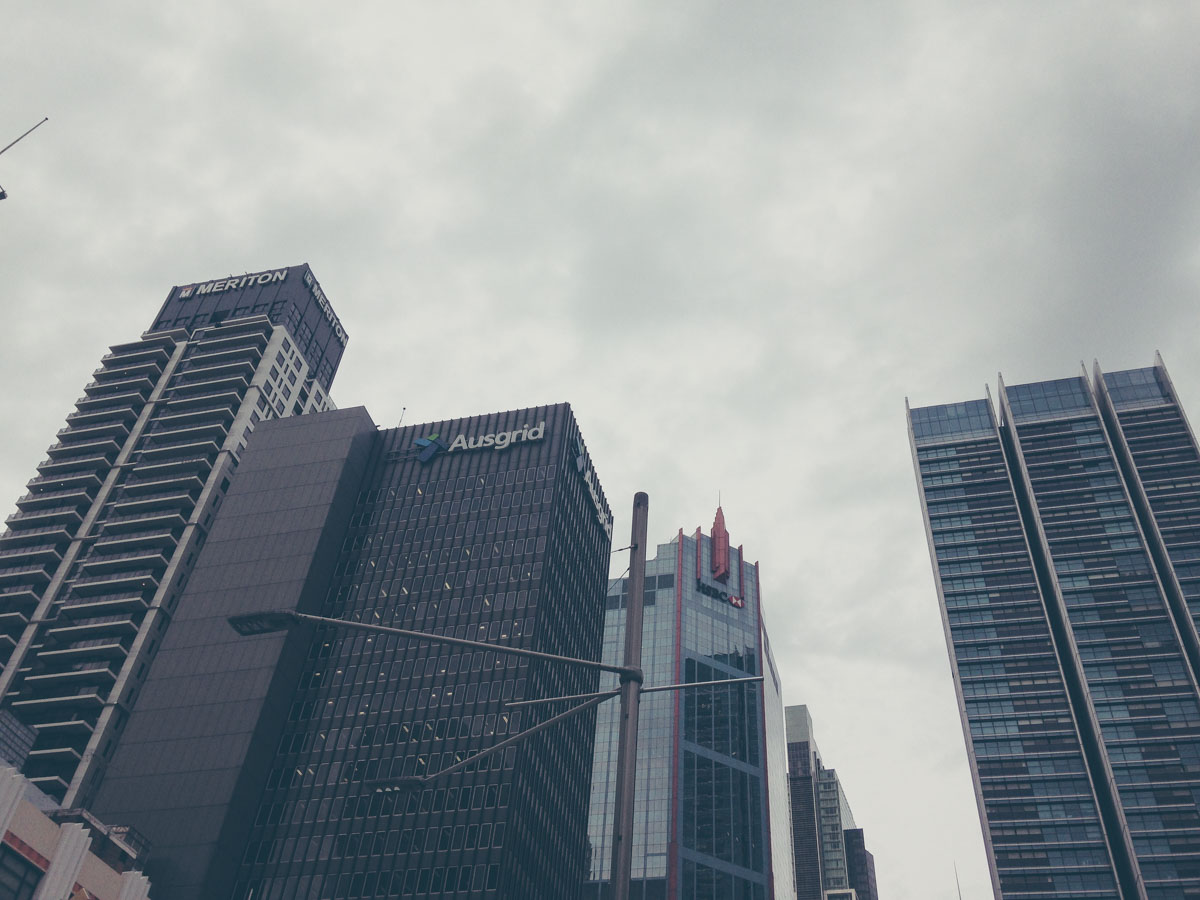 Low angle shot of high rise buildings