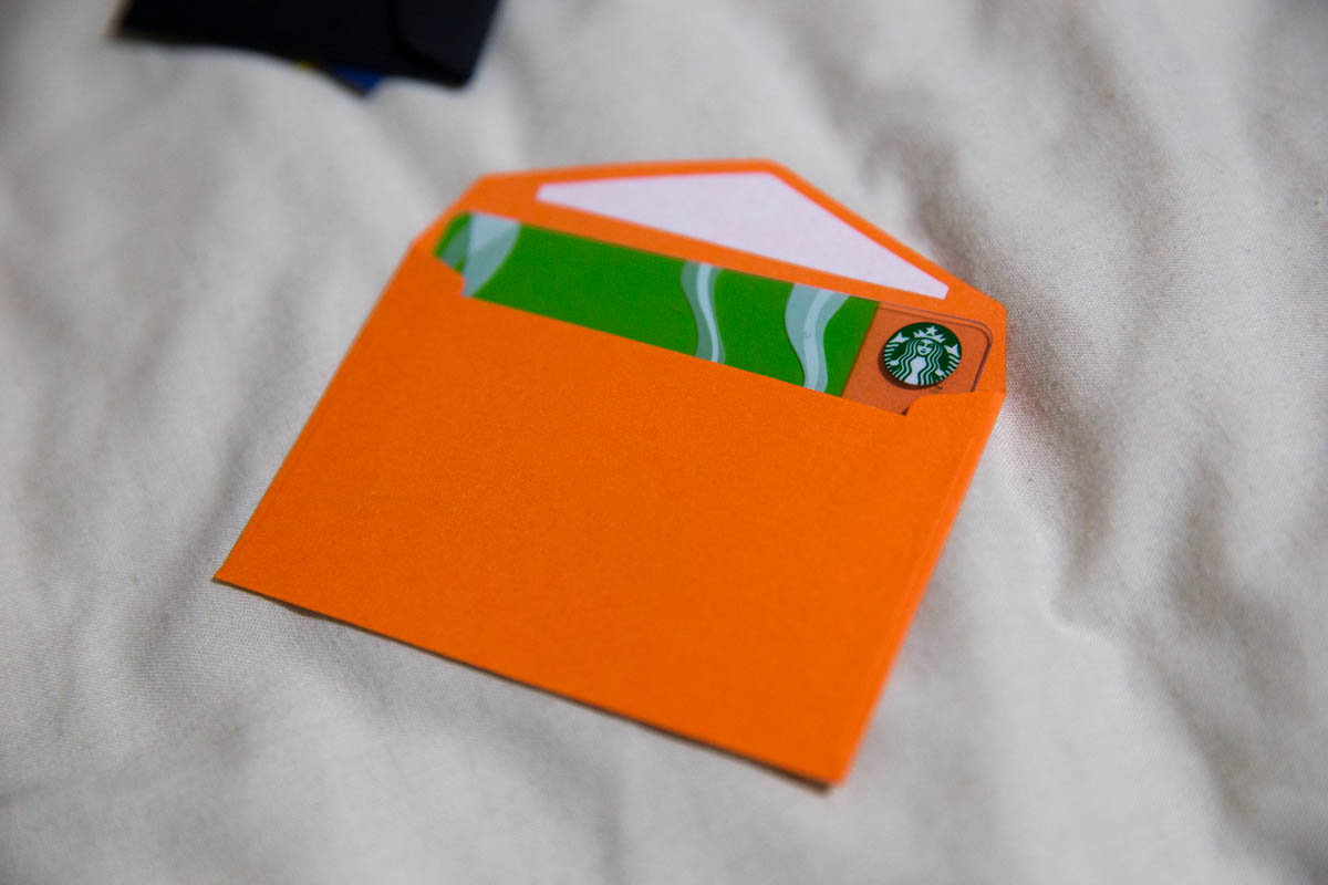 The small envelopes fit a credit card