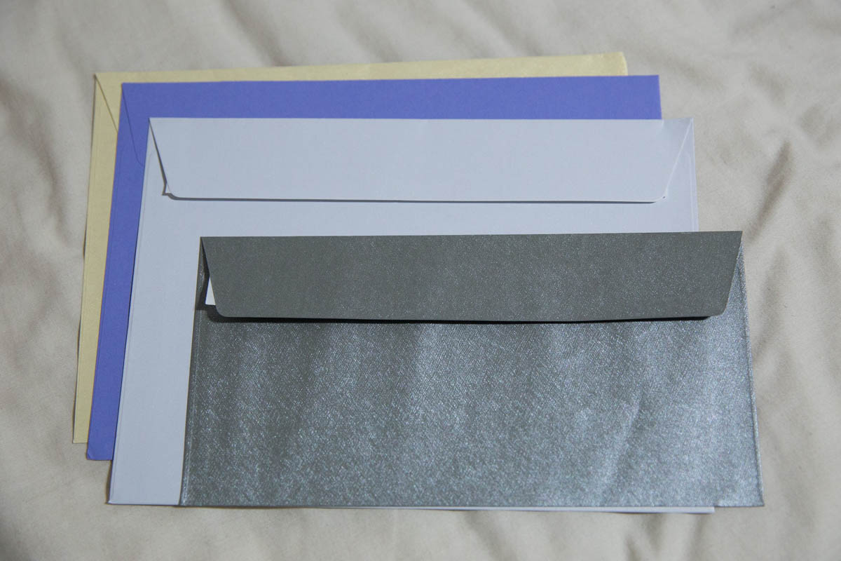 A comparison of some of the envelope sizes