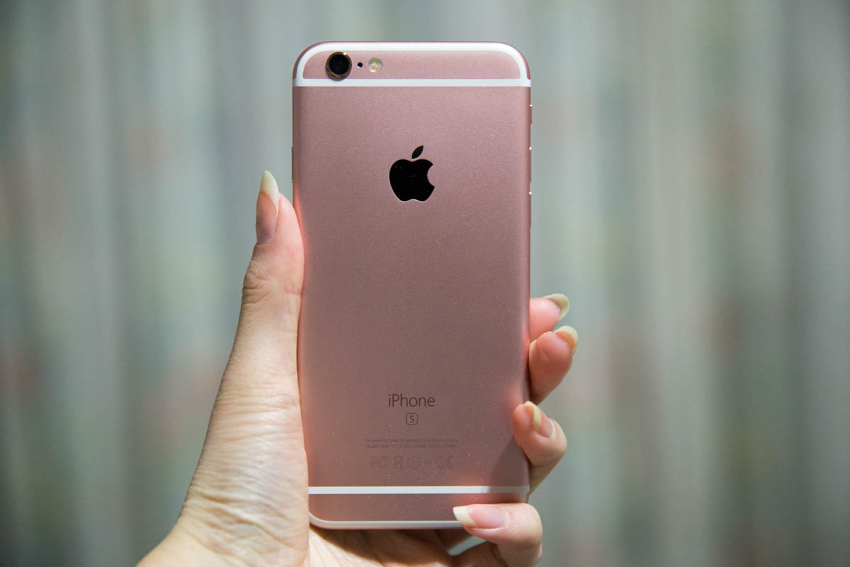 The back of the rose gold phone