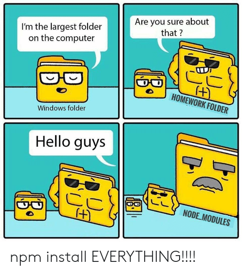 A comic with four panels and computer folders as characters