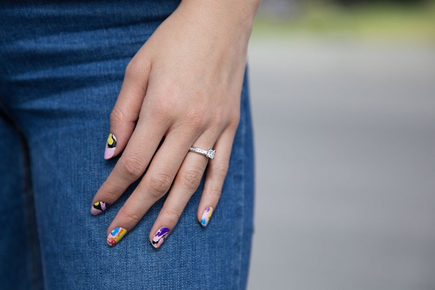 Close up shot of the nail design on my left hand