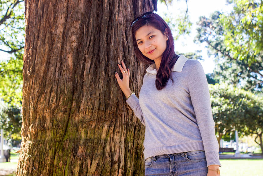 Medium shot of me standing by a tree