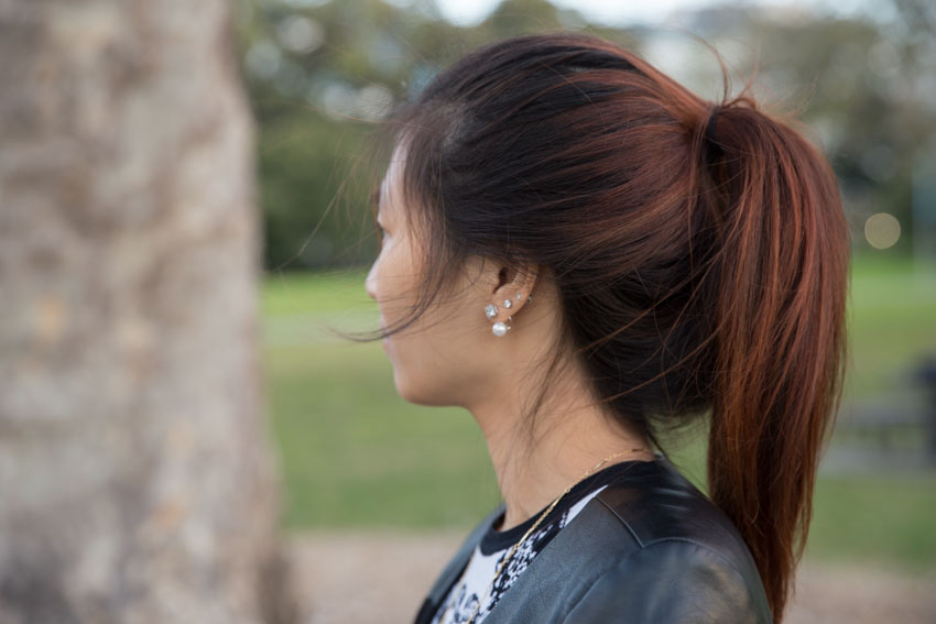 Close up side shot of my ponytail