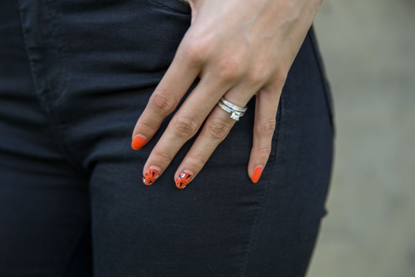 Close up of my orange nails