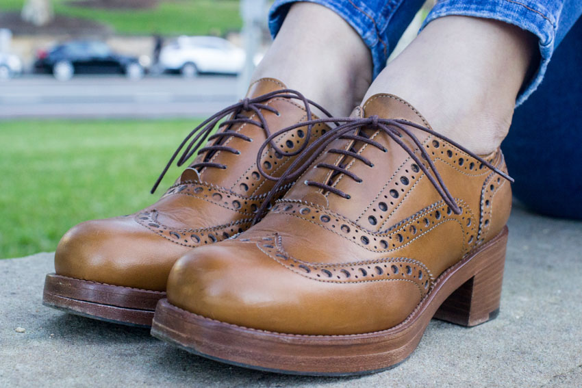 Close up of my brown Italian brogues