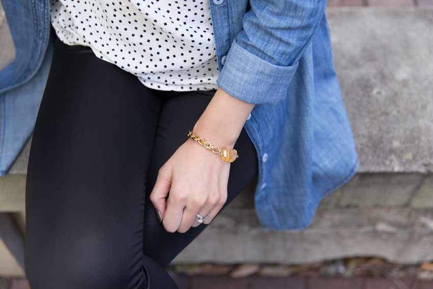 Close shot of golden citrine bracelet