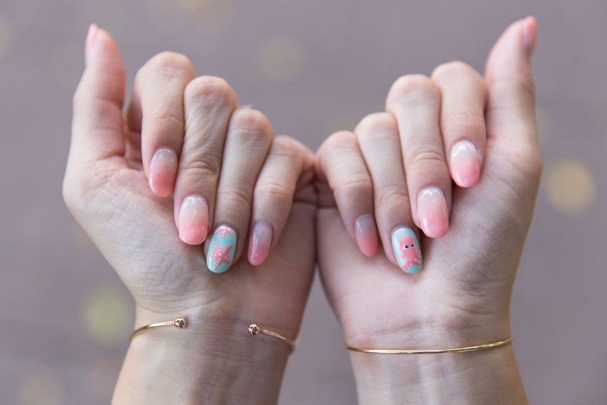 Close-up of my nail art