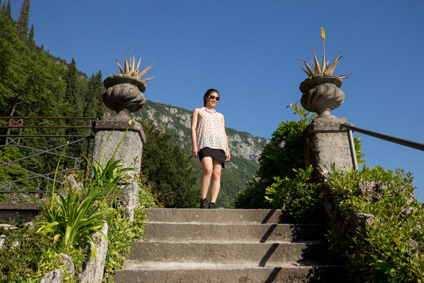 Me standing on top of a set of stone steps with one knee slightly bent