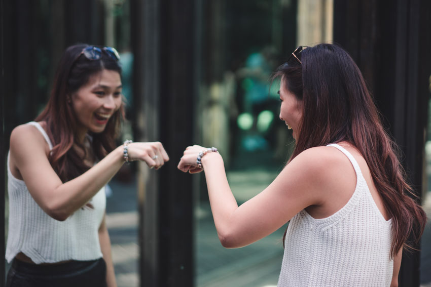 Me fist-bumping my reflection