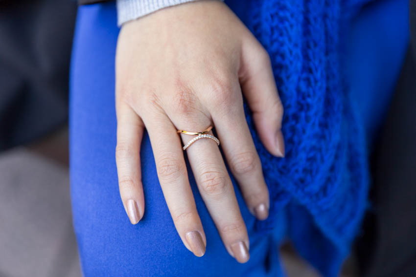 Close-up of my rose gold wave ring