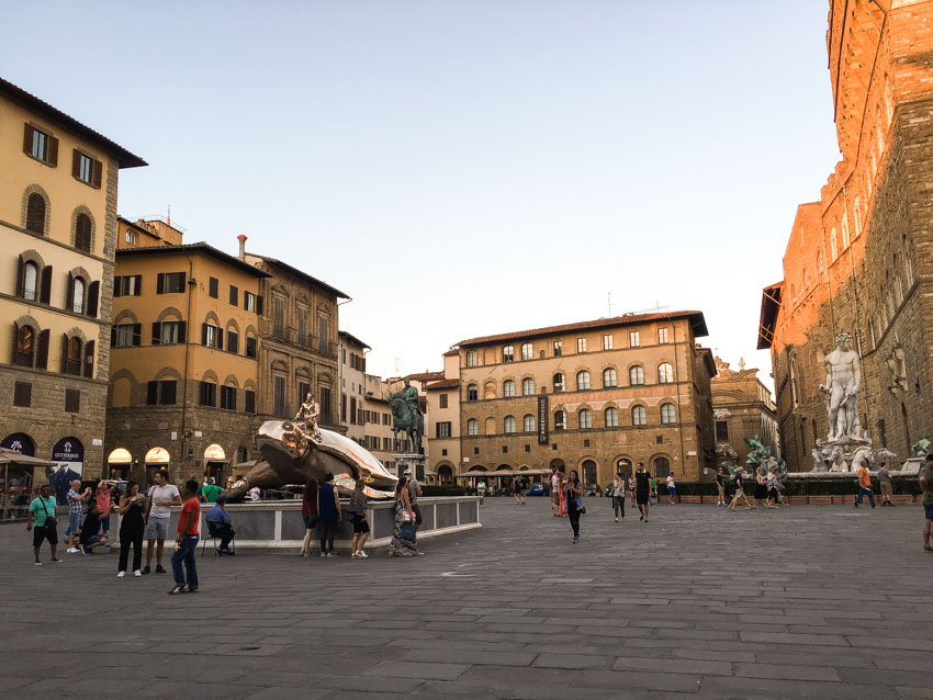 One of the city squares in Florence