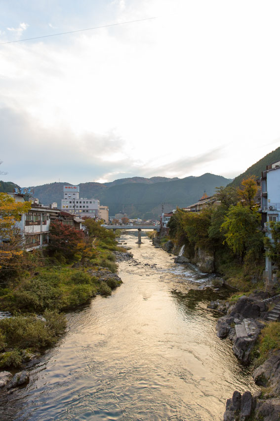 A high view of the river taken from the Shimizu, with the banks visible