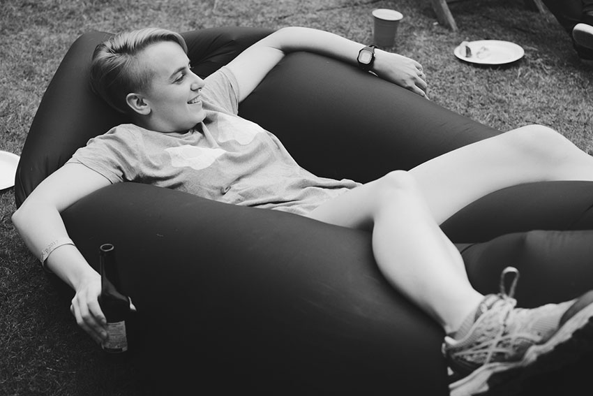 Jem chilling out on a beanbag.