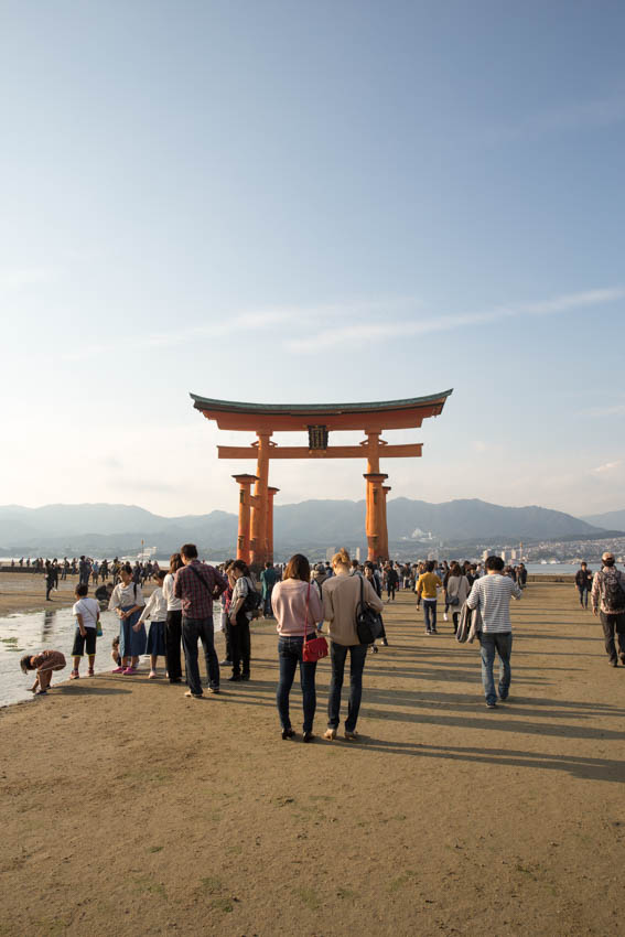 The shrine at low tide, with some large puddles of water still present