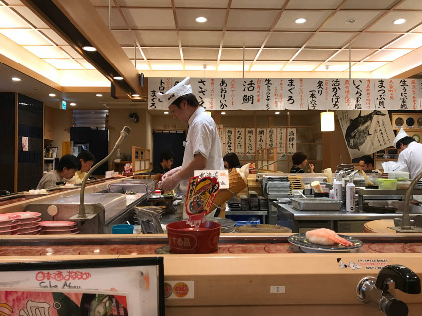 The interior of the sushi restaurant