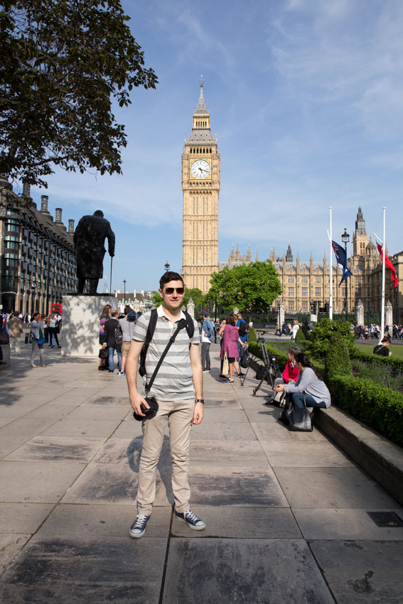 Nick standing on the footpath with Big Ben in the background