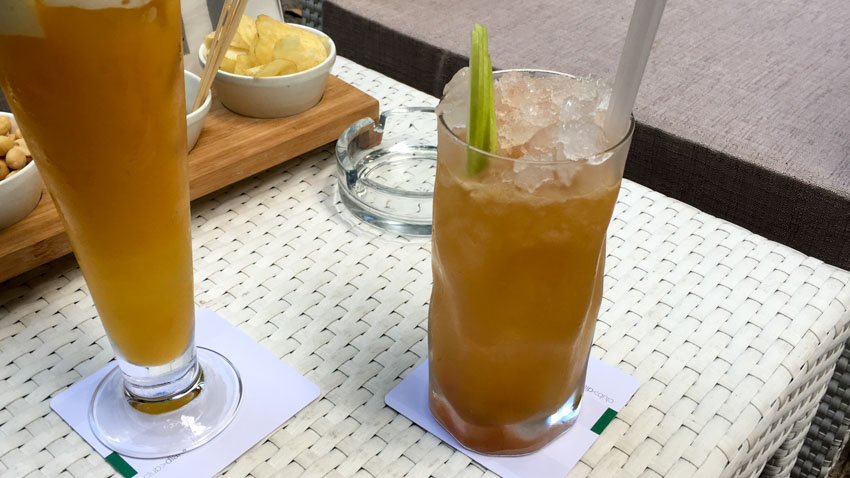 Some cocktails on a table