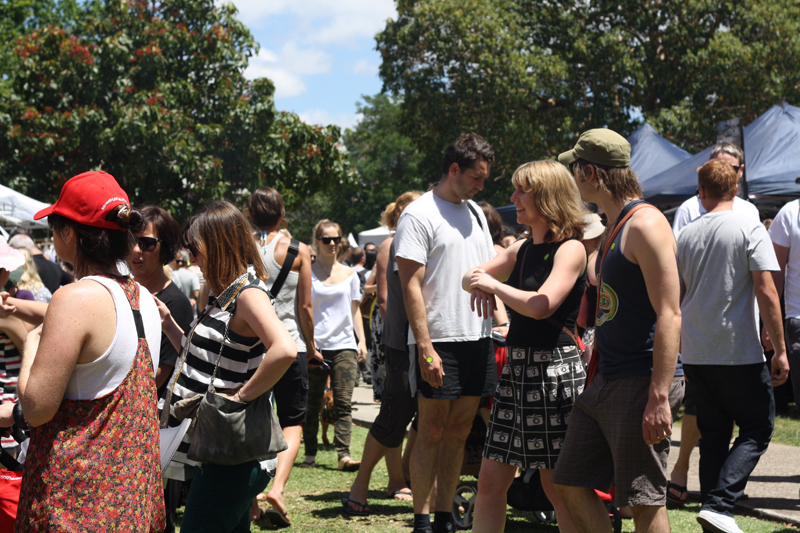 A small crowd engaged in chatter