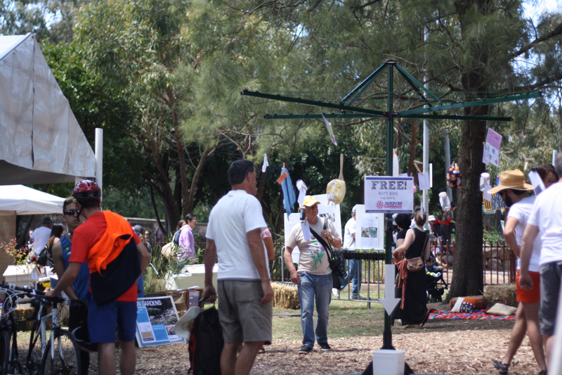 People hanging around the stalls