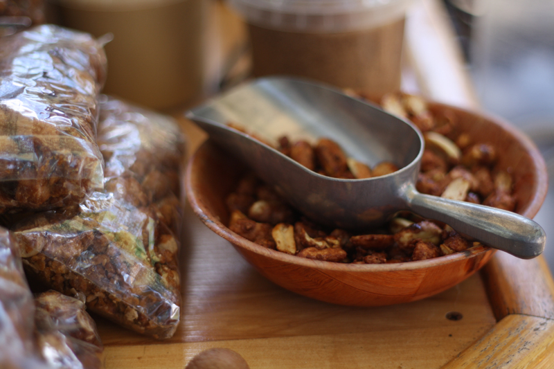 A bowl of nuts at one stand