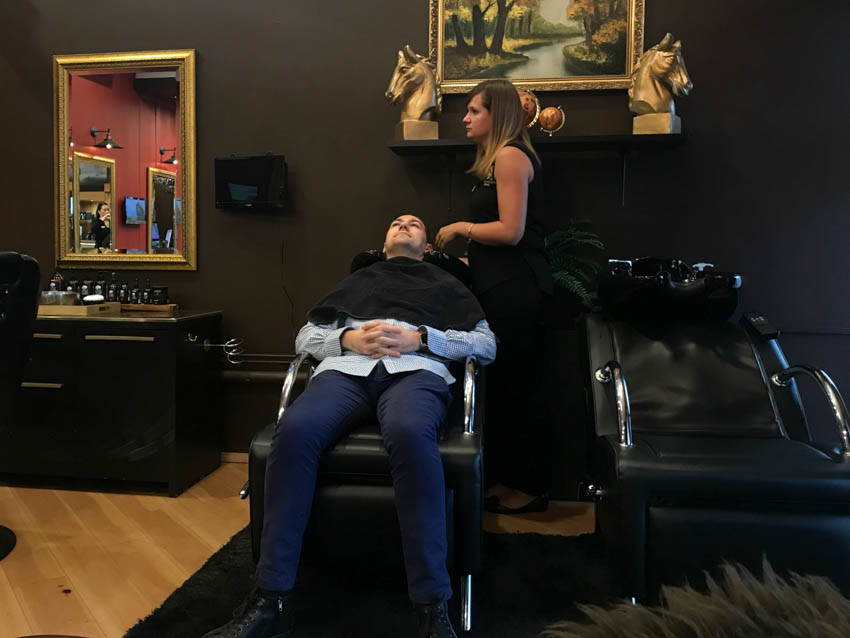 Nick getting a head massage