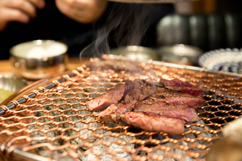 Beef cooking on the barbecue